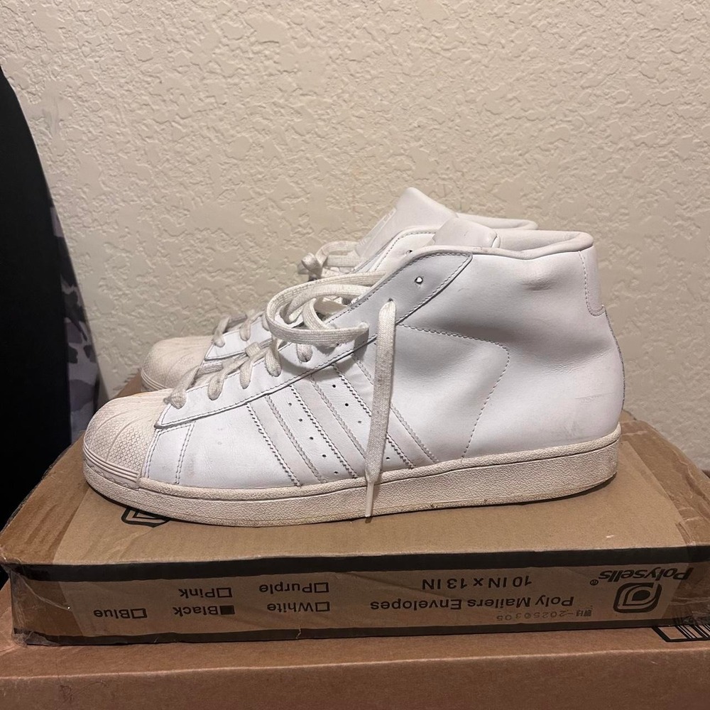 Adidas Originals Pro Model Triple White Sneakers Shoes Size 13